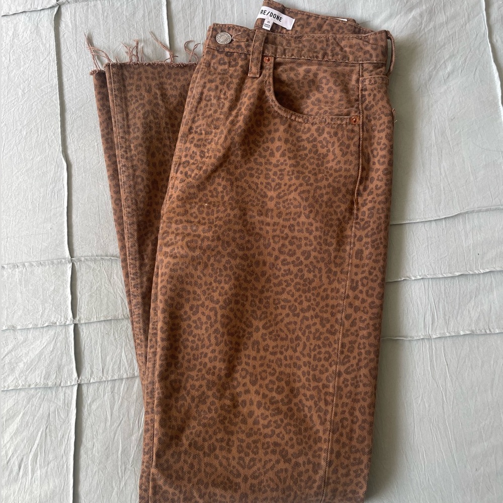 RE/DONE 70s bootcut flare jean in Leopard Animal Print Size 25